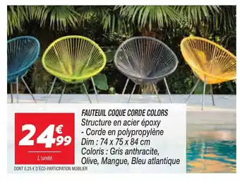 Netto Fauteuil coque corde colors offre