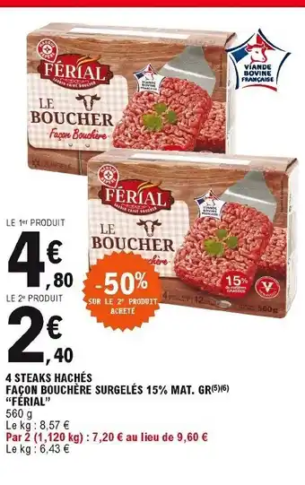 E.Leclerc 4 Steaks Hachés offre