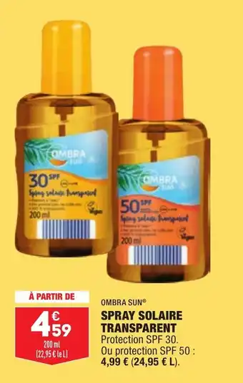 ALDI OMBRA SUN spray solaire transparent offre