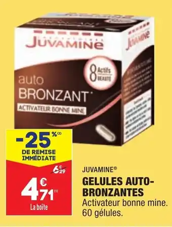 ALDI JUVAMINE gelules auto-bronzantes offre