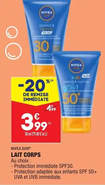 ALDI NIVEA SUN lait corps offre