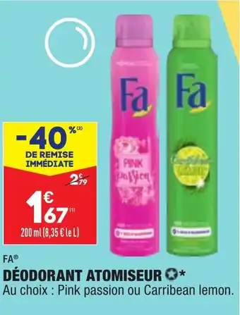 ALDI FA déodorant atomiseur offre