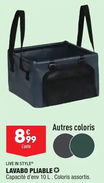 ALDI LIVE IN STYLE lavabo pliable offre