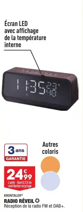 ALDI KRONTALER radio réveil offre