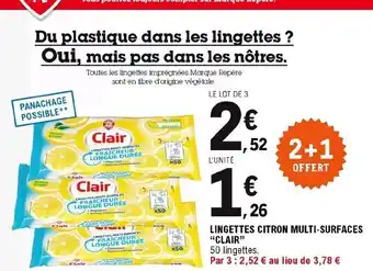 E.Leclerc Lingettes Citron Multi-Surfaces Clair offre