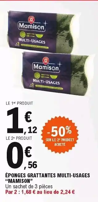E.Leclerc Éponges Grattantes Multi-Usages Mamison offre