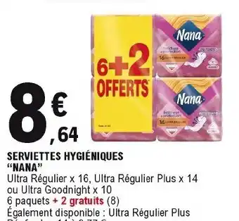 E.Leclerc Serviettes Hygiéniques Nana offre