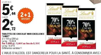 E.Leclerc Tablettes de chocolat noir excellence offre