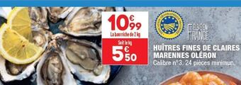 ALDI Huîtres fines de claires marennes oleron offre