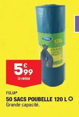 ALDI 50 sacs poubelle 120l offre