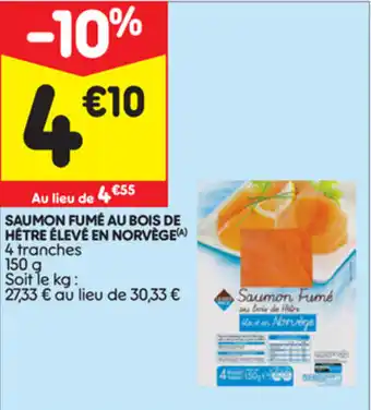 Leader Price Saumon fumé au bois de hêtre élevé en Norvège offre