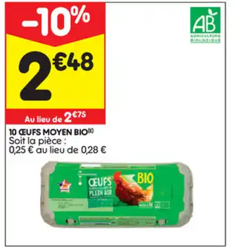 Leader Price 10 œufs moyen Bio offre