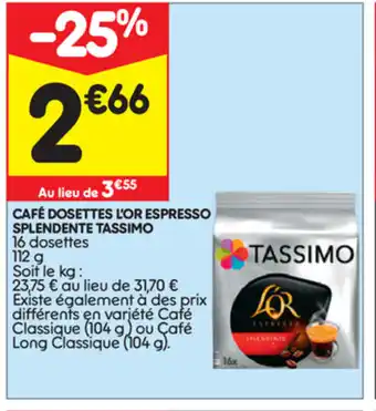 Leader Price Café Dosettes l'Or espresso offre