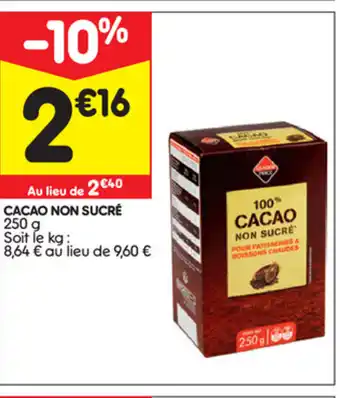 Leader Price Cacao non sucré offre