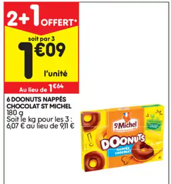 Leader Price 6 Doonuts nappés Chocolat St Michel offre