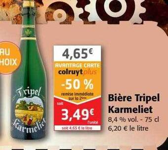 Colruyt Bière Tripel Karmeliet offre