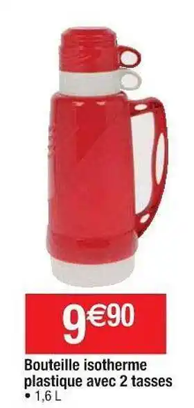 Cora x Carrefour Bouteille Isotherme Plastique Avec 2 Tasses offre