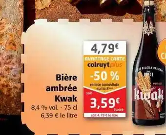 Colruyt Bière Ambrée Kwak offre