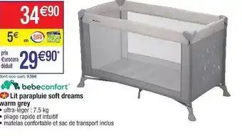 Cora x Carrefour Lit Parapluie Soft Dreams Warm Grey Bebeconfort offre
