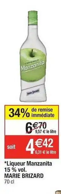 Cora x Carrefour Liqueur Manzanita 15% Vol. Marie Brizard offre