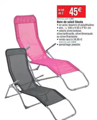Cora x Carrefour Bain De Soleil Siesta offre