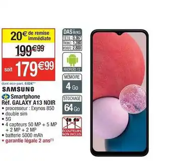 Cora x Carrefour Samsung Smartphone Réf. Galaxy A13 Noir offre