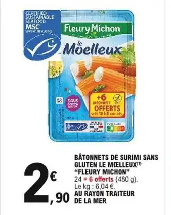 E.Leclerc Bâtonnets De Surimi Sans Gluten Le Moelleux offre