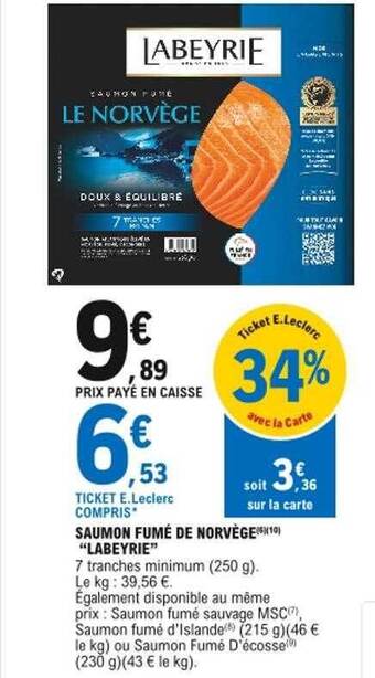 E.Leclerc Saumon Fumé De Norvège offre