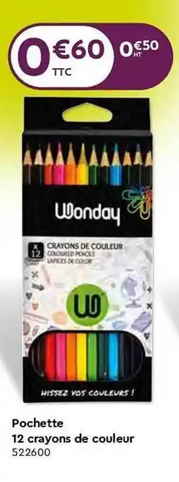 Pochette 12 Crayons De Couleur Wonday