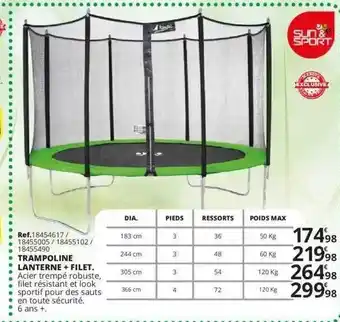 Trampoline Lanterne + Filet Sun Sport