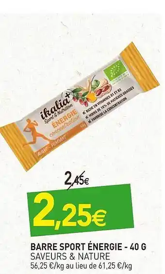 naturéO Barre Sport énergie - 40 G Saveurs & Nature offre