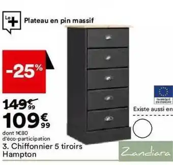 BUT Chiffonnier 5 Tiroirs Hampton Zandiara offre