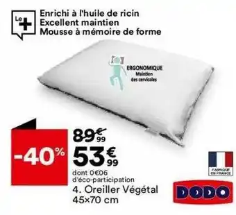 BUT Oreiller Végétal 45 X 70 Cm Dodo offre