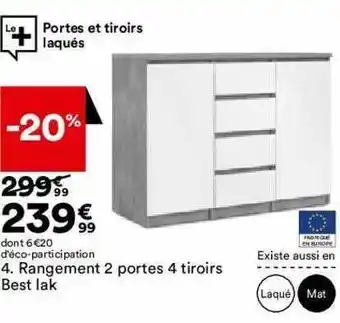 BUT Rangement 2 Portes 4 Tiroirs Best Lak offre