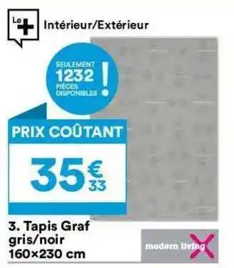 BUT Tapis Graf Gris-noir 160 X 230 Cm Modern Living offre