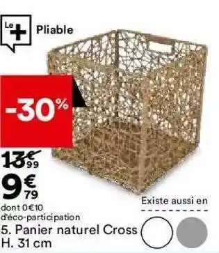 BUT Panier Naturel Cross H. 31 Cm offre