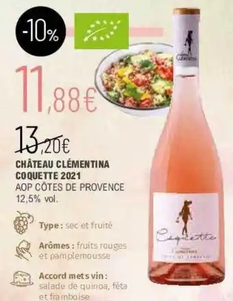 La Vignery Château Clémentina Coquette 2021 Aop Côtes De Provence offre