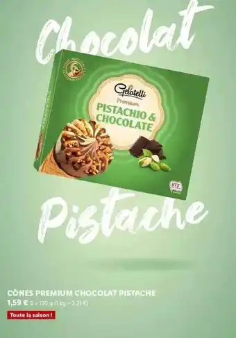 Lidl Cônes Premium Chocolat Pistache offre