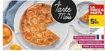 Carrefour Tarte Vergeoise Aux Abricots 6 Parts offre