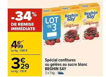Carrefour Spécial Confitures Ou Gelées Au Sucre Blanc Beghin Say -34% De Remise Immédiate offre
