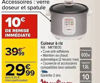 Carrefour Cuiseur à Riz Moulinex offre
