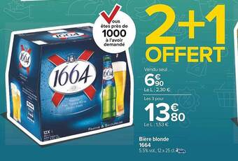 Carrefour Bière Blonde 1664 offre