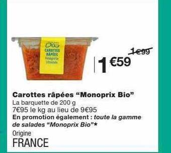 Monoprix Carottes Râpées offre