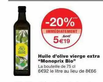 Monoprix Huile D'olive Vierge Extra offre