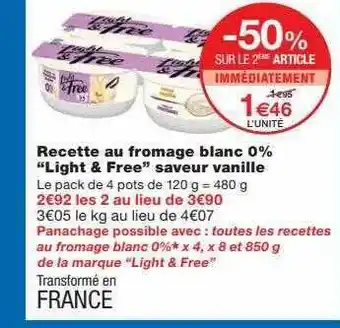 Monoprix Recette Au Fromage Blanc 0% offre