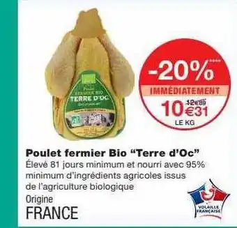 Monoprix Poulet Fermier Bio offre
