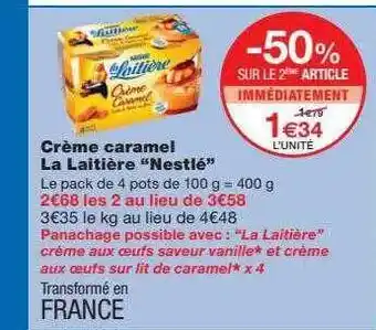Monoprix Crème Caramel La Laitière offre