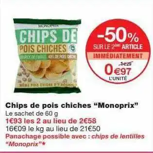 Monoprix Chips De Pois Chiches offre