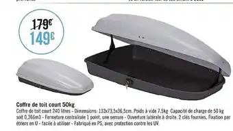 Coffre De Toit Court 50kg