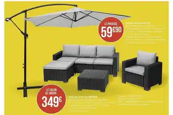 Géant Casino Parasol Excentré Arc 3m Ou Salon De Jardin Bas Moorea offre